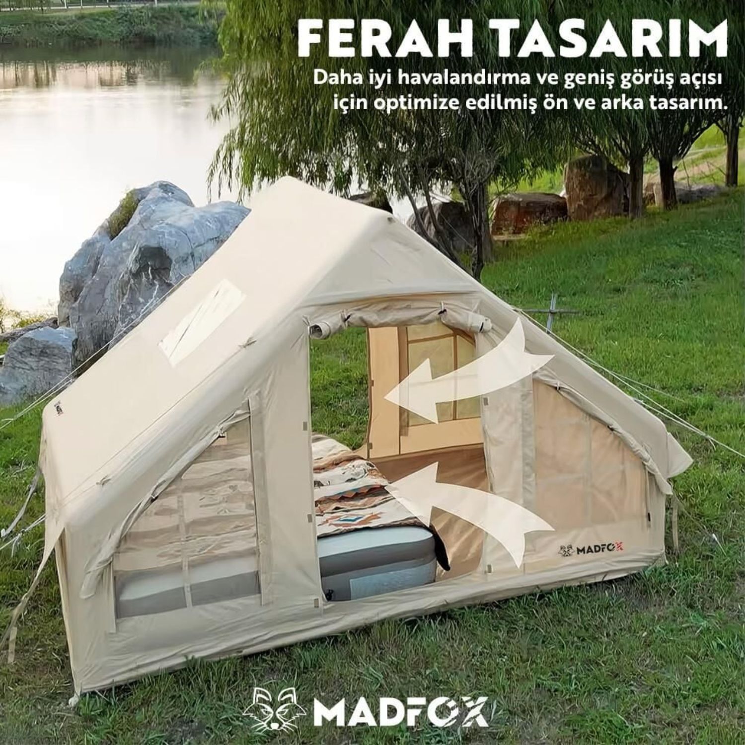 Şişme Çadır - Baca Çıkışlı - Madfox - Bigless Glamping Cotton Inflatable