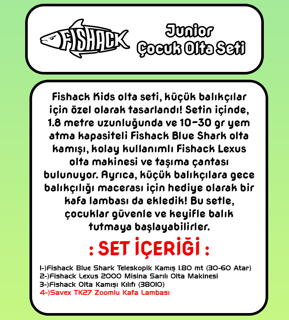 Fishack Junior Çocuk Olta Seti - 1.80MT/30-60GR