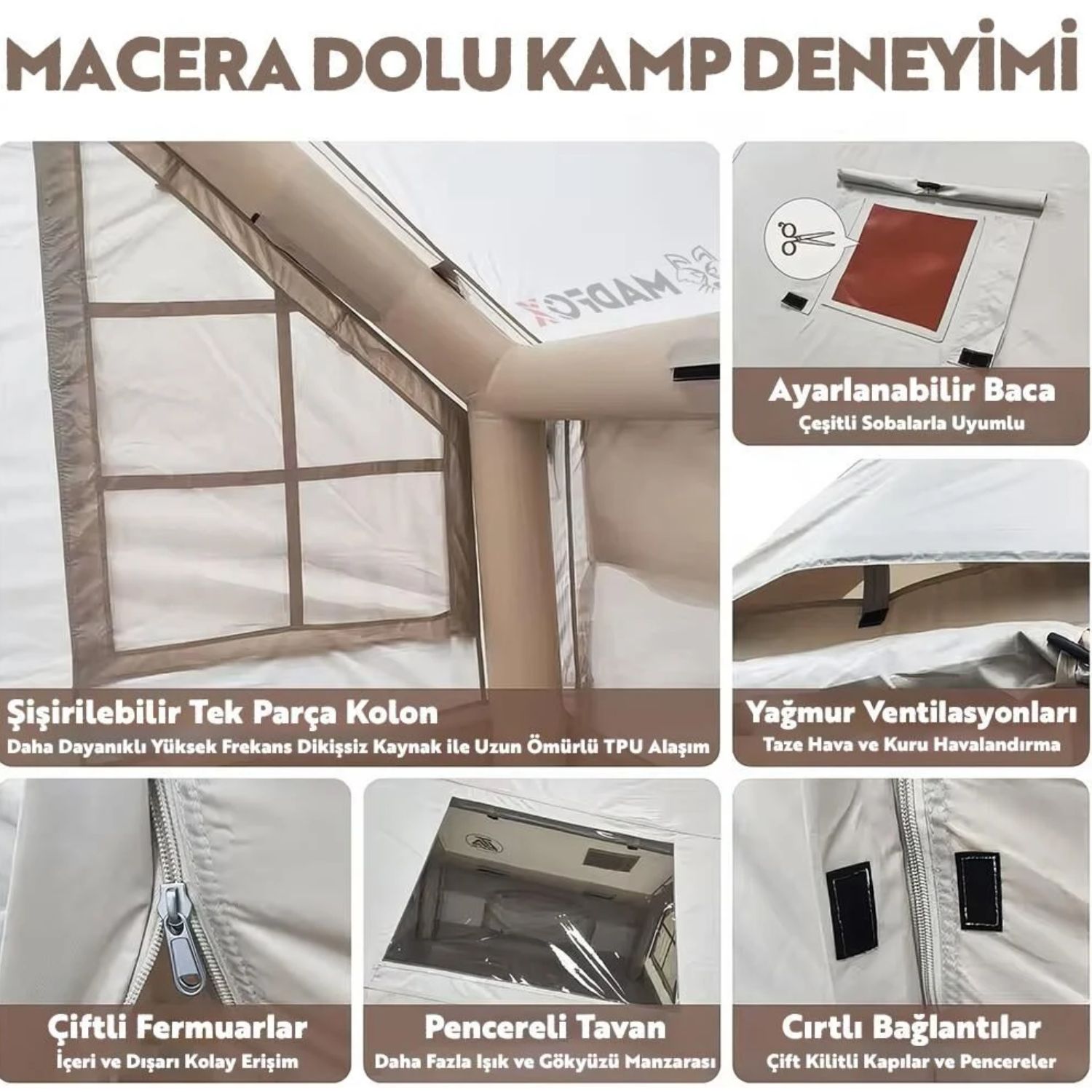 Şişme Çadır - Baca Çıkışlı - Madfox - Bigless Glamping Cotton Inflatable